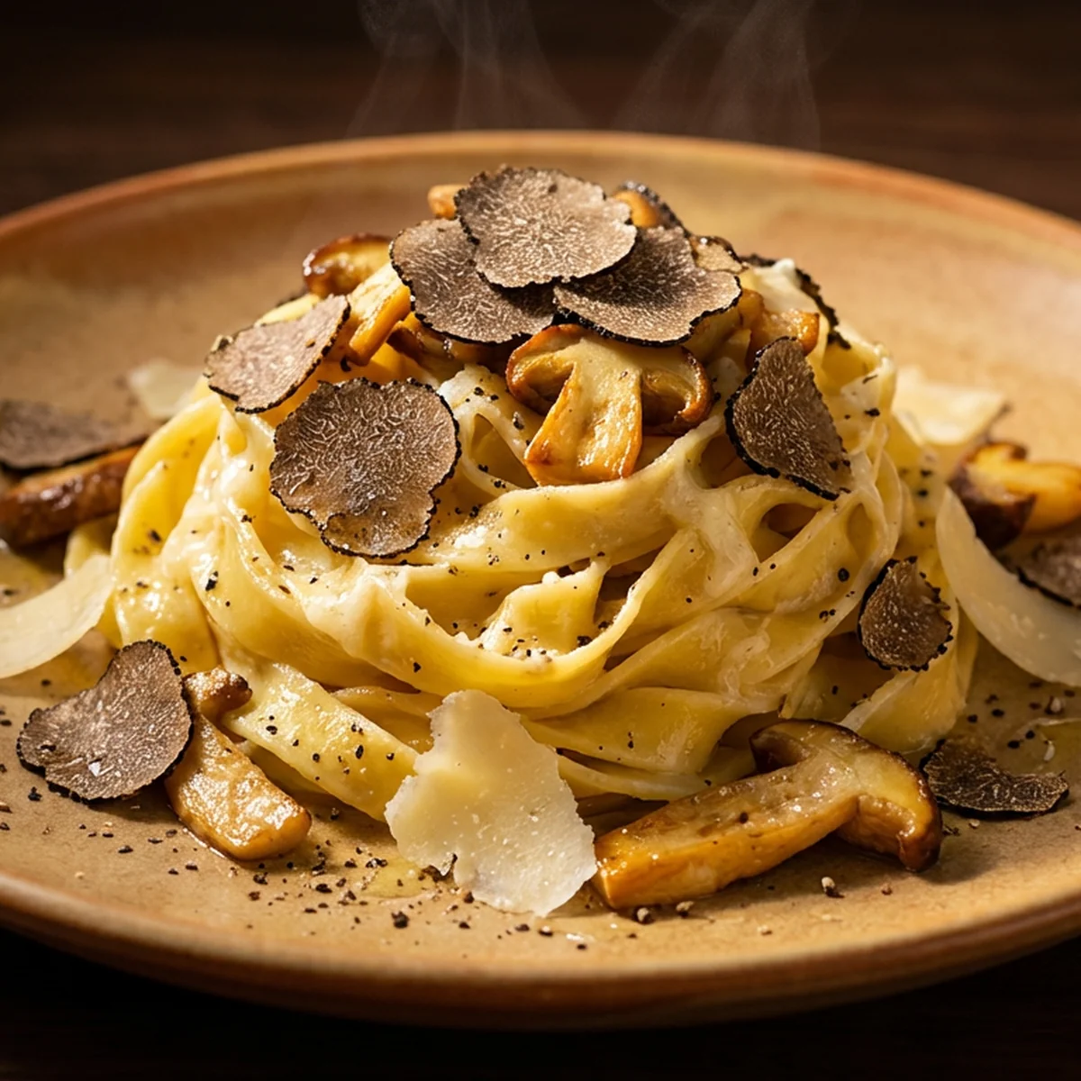 Penne tartufo e funghi, plat signature de Terra d'Italia Lyon
