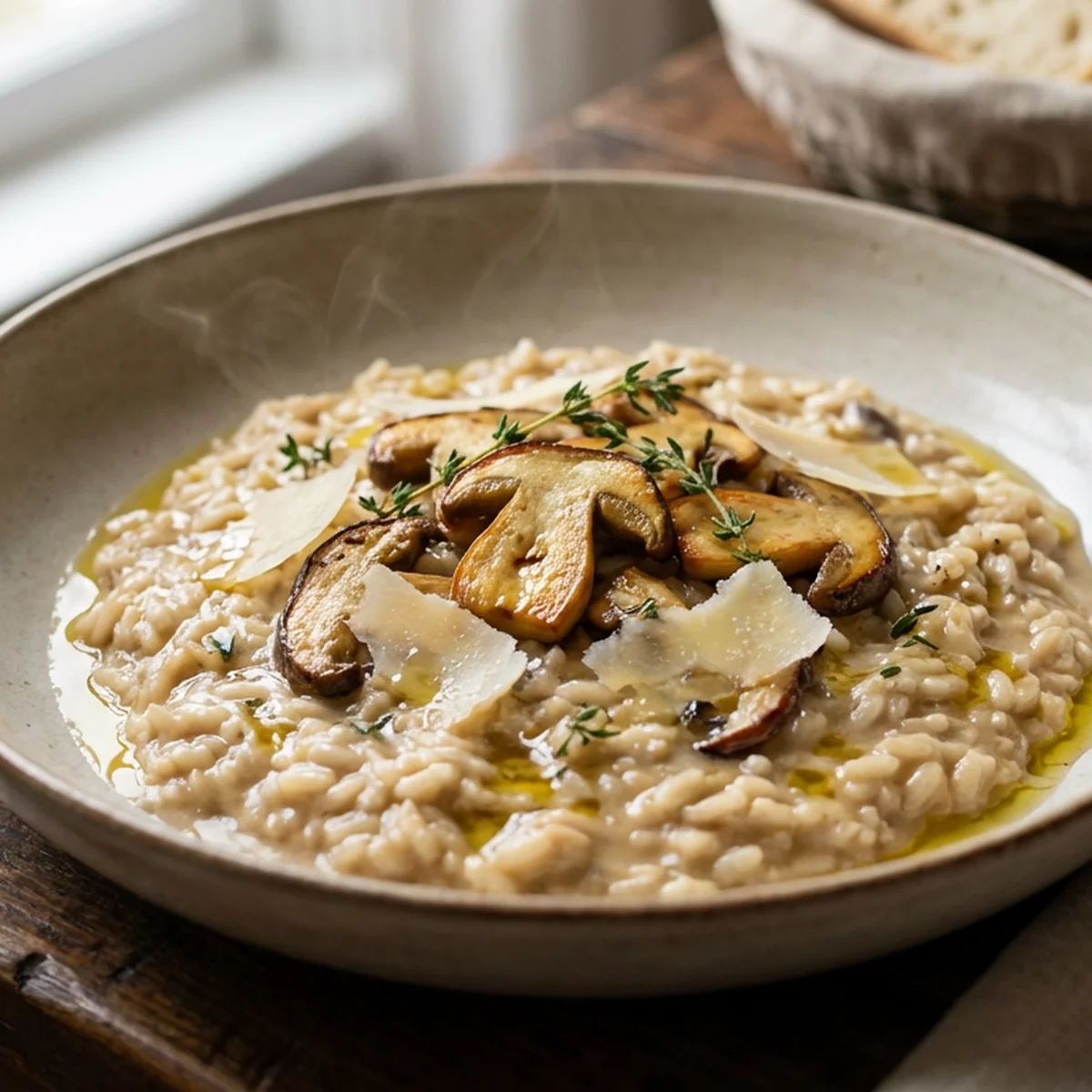 Risotto crémeux aux champignons, Terra d'Italia, idéal pour vos repas de groupe à Lyon 2