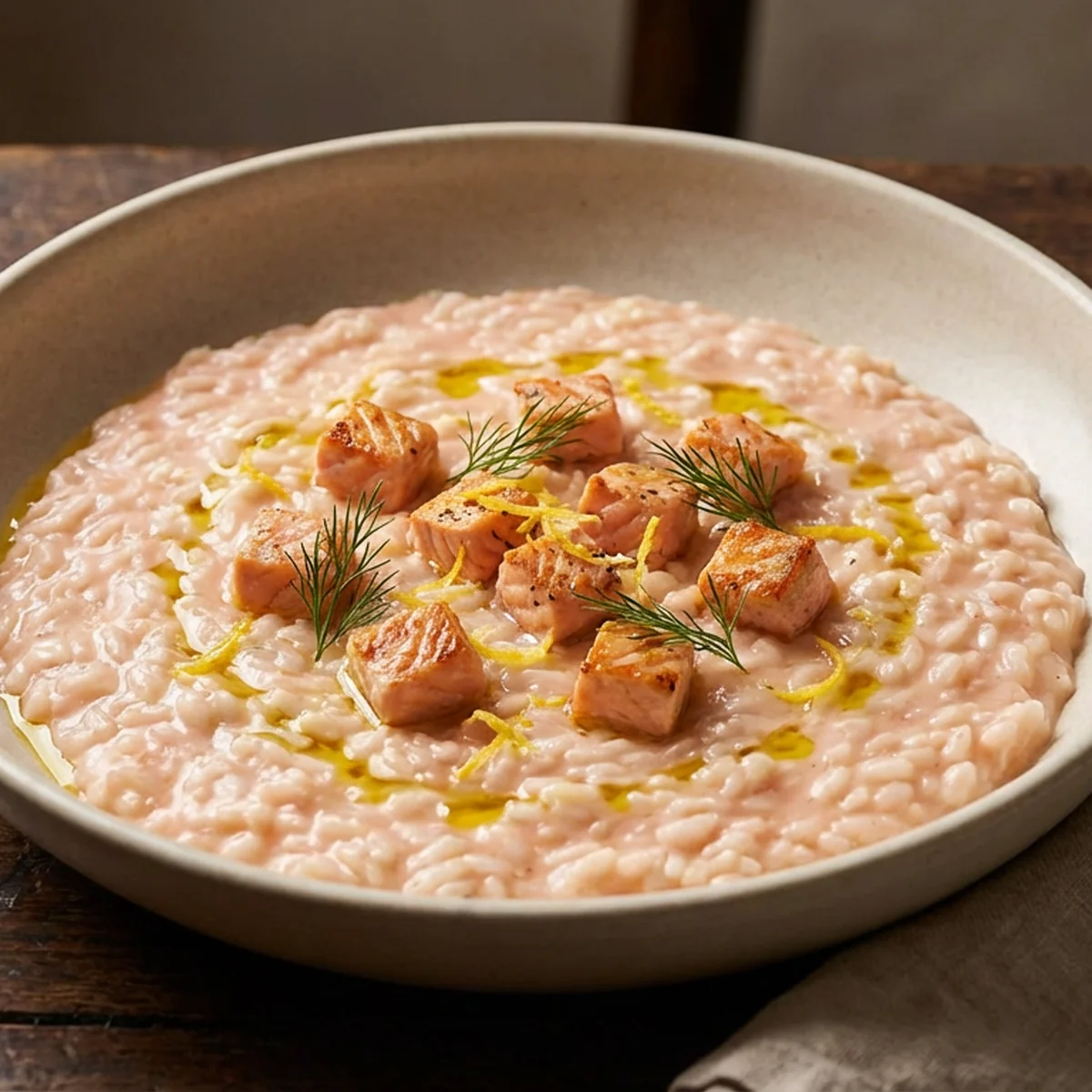 Risotto al salmone, plat signature de Terra d'Italia Lyon